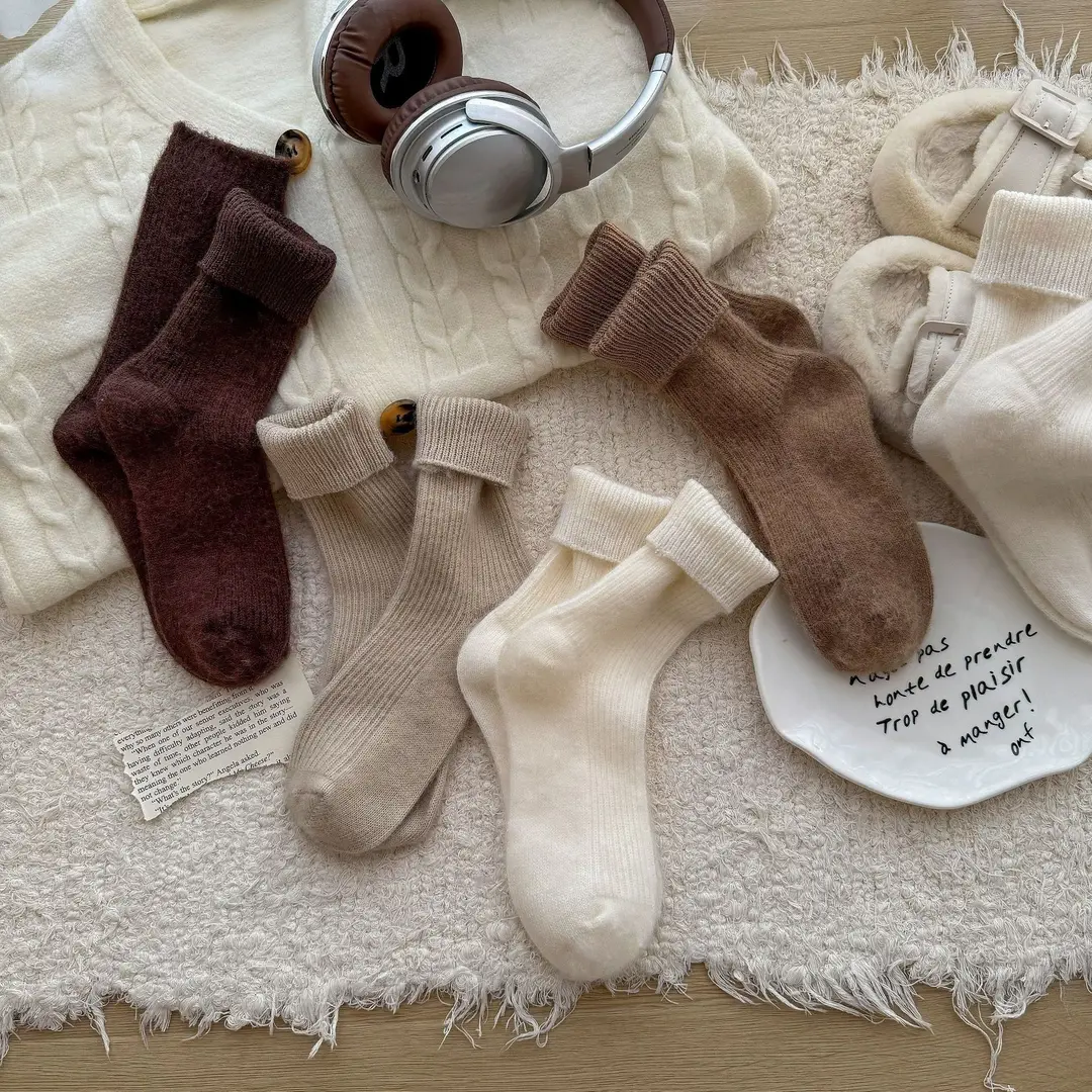 Wool socks children's autumn and winter Maillard socks padded warm cashmere stockings winter Birkenneth shoes piled socks — feature 26