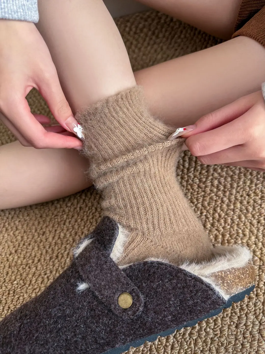 Wool socks children's autumn and winter Maillard socks padded warm cashmere stockings winter Birkenneth shoes piled socks — feature 29