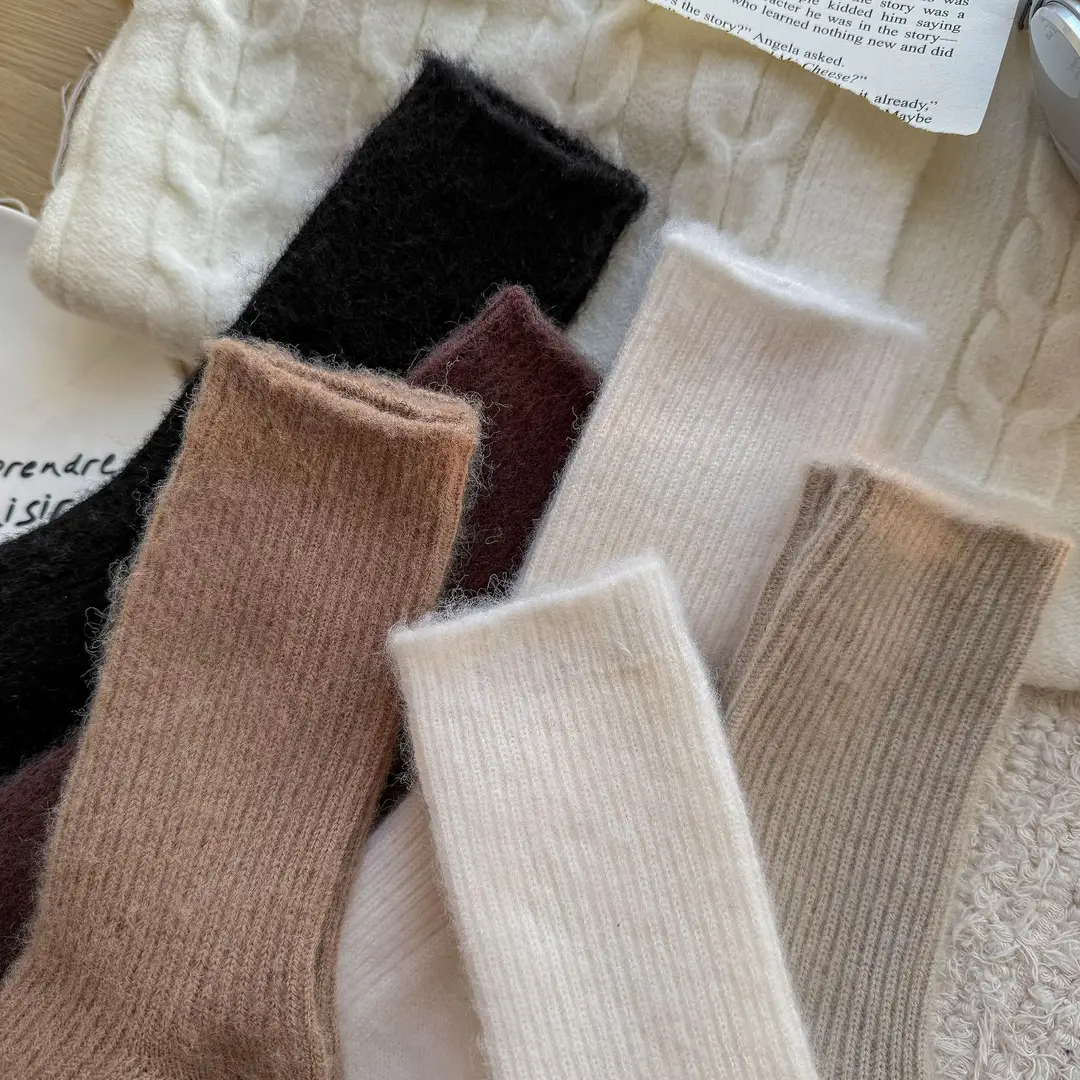 Wool socks children's autumn and winter Maillard socks padded warm cashmere stockings winter Birkenneth shoes piled socks — feature 32