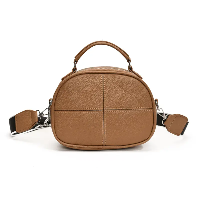 Women's Small Square Brown Leather Messenger Bag 2024 - Image 11