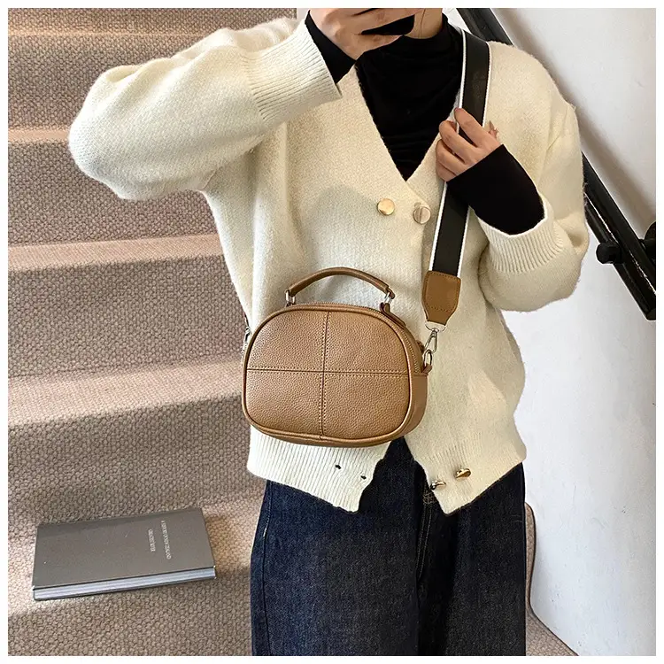 Women's Small Square Brown Leather Messenger Bag 2024 β feature 10