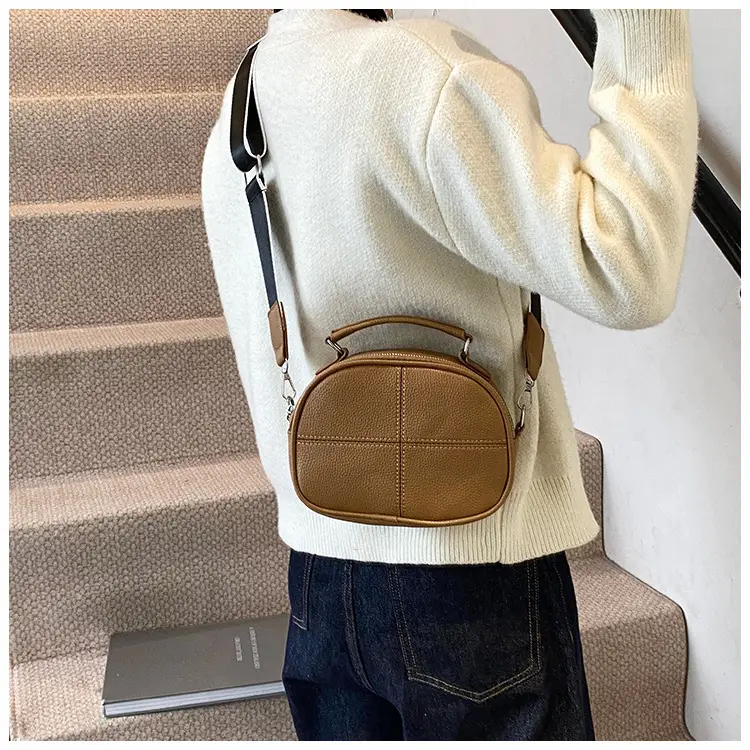 Women's Small Square Brown Leather Messenger Bag 2024 β feature 11