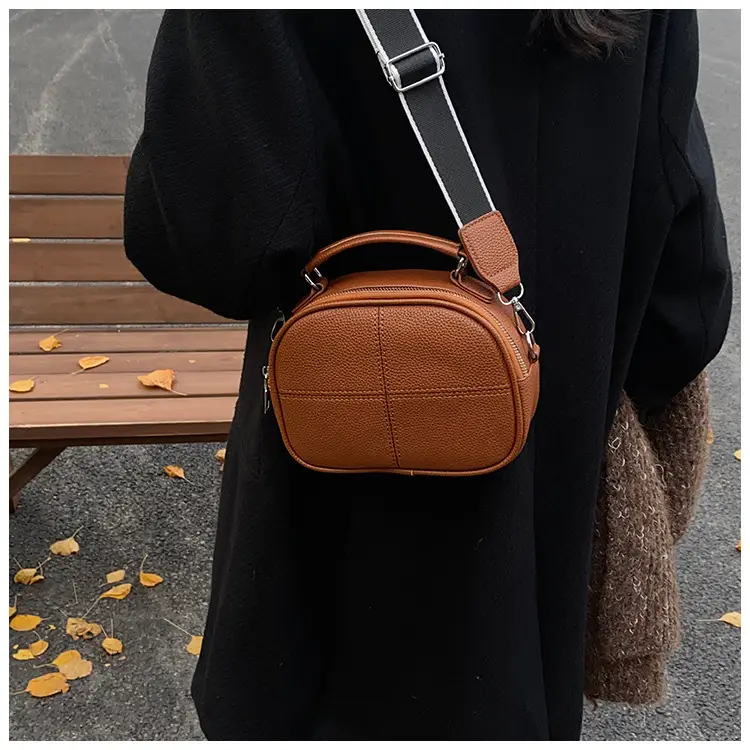 Women's Small Square Brown Leather Messenger Bag 2024 β feature 24