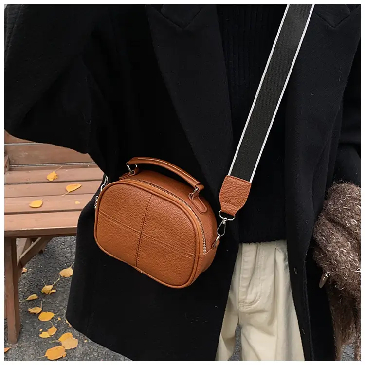 Women's Small Square Brown Leather Messenger Bag 2024 β feature 25