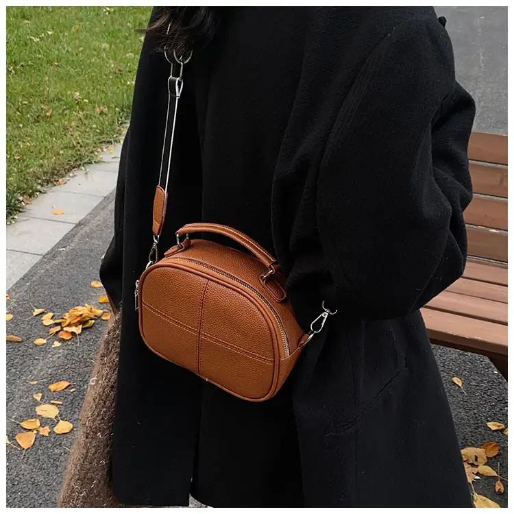 Women's Small Square Brown Leather Messenger Bag 2024 β feature 26