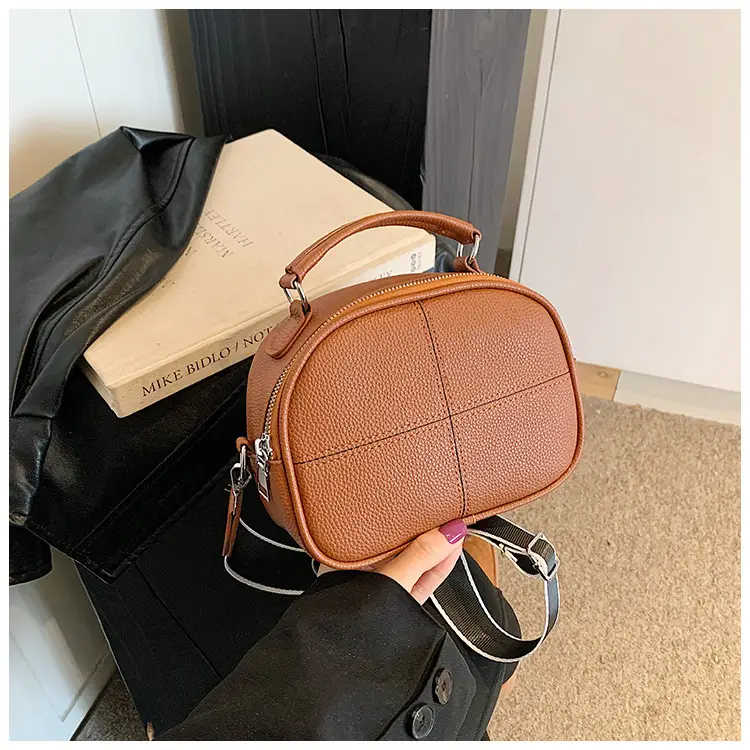 Women's Small Square Brown Leather Messenger Bag 2024 β feature 28