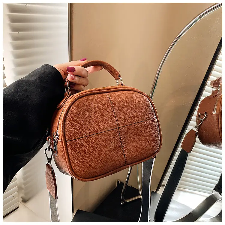 Women's Small Square Brown Leather Messenger Bag 2024 β feature 31