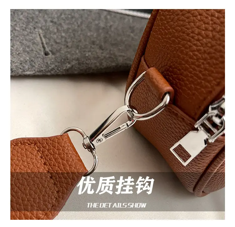 Women's Small Square Brown Leather Messenger Bag 2024 β feature 8