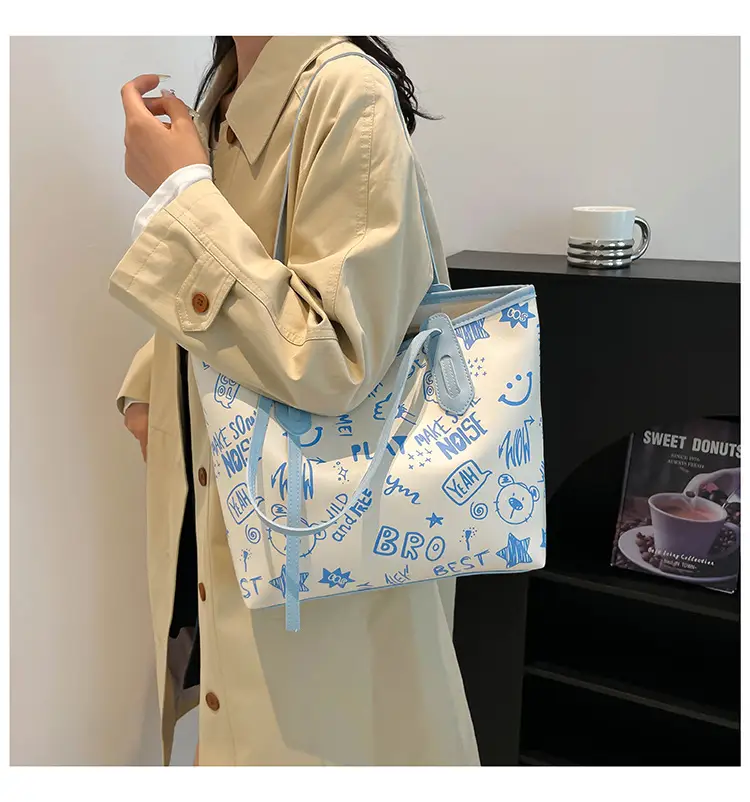 Women's Large Capacity Graffiti Print Tote Bag — feature 20