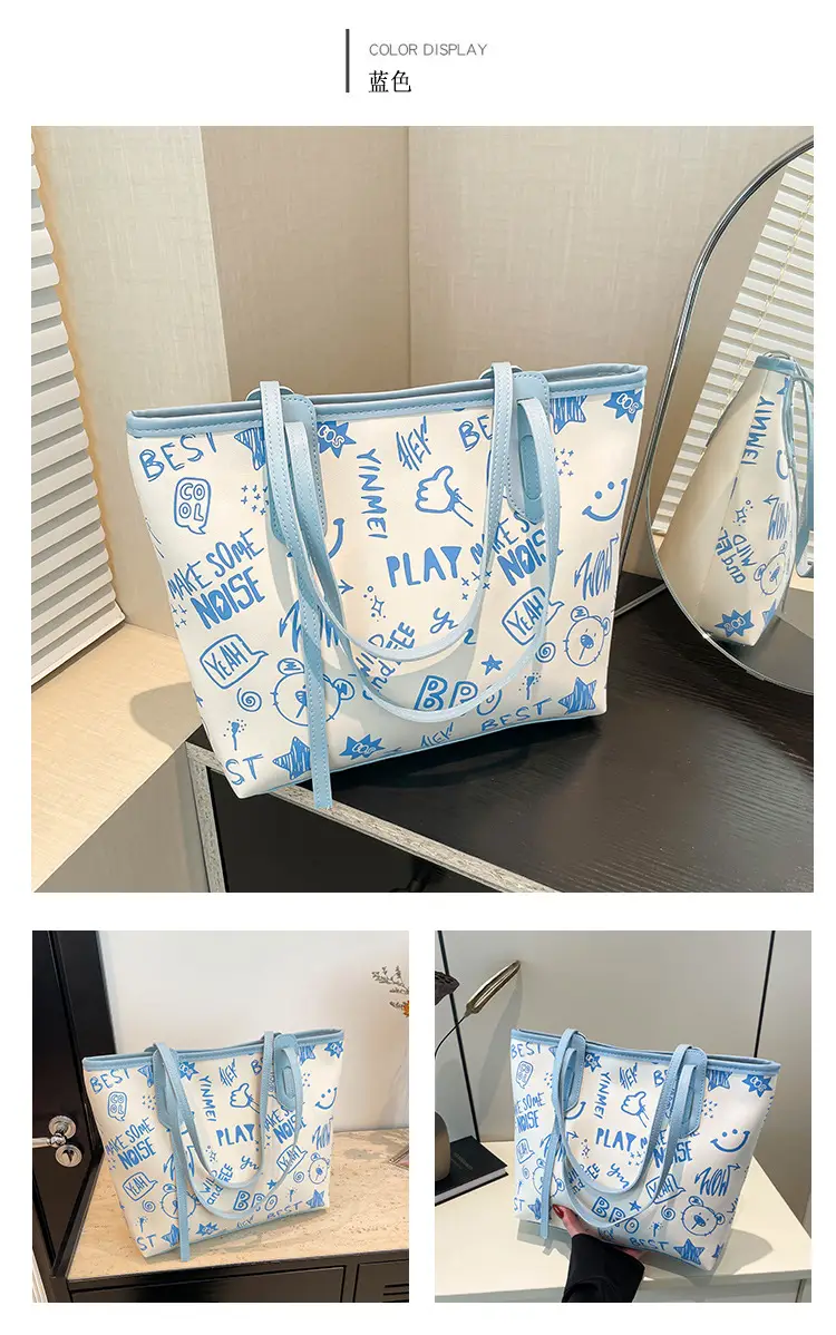 Women's Large Capacity Graffiti Print Tote Bag — feature 26