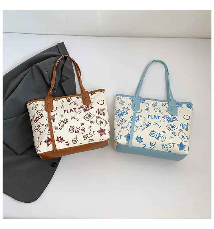 Women's Large Capacity Graffiti Print Tote Bag — feature 28