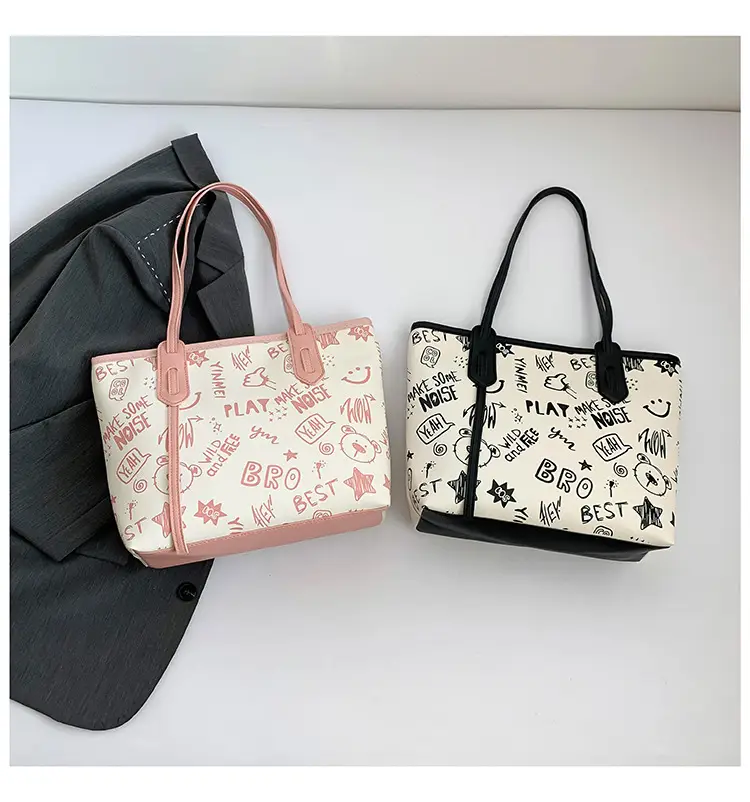 Women's Large Capacity Graffiti Print Tote Bag — feature 29