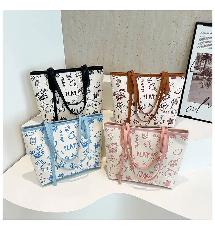 Women's Large Capacity Graffiti Print Tote Bag — feature 30