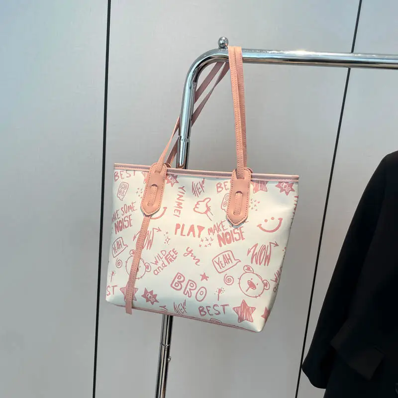 Women's Large Capacity Graffiti Print Tote Bag - Image 2