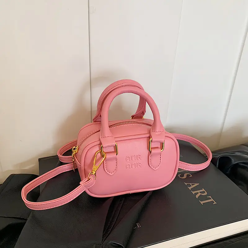 Pink Korean Style Mini Shoulder Bag with Bear Pendant - Image 12