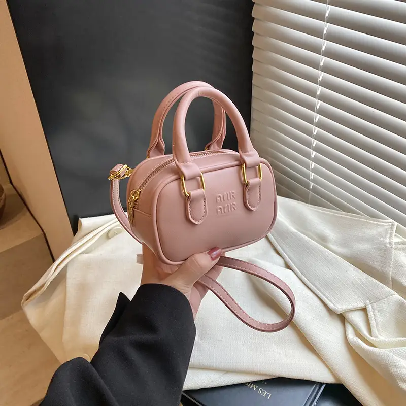 Pink Korean Style Mini Shoulder Bag with Bear Pendant - Image 15
