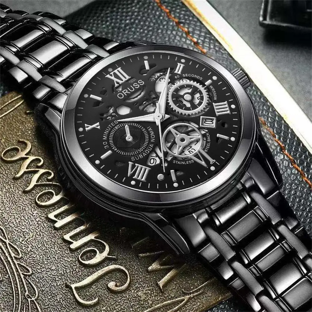 Oruss Black Mechanical Watch for Men Waterproof Automatic Quartz — feature 22