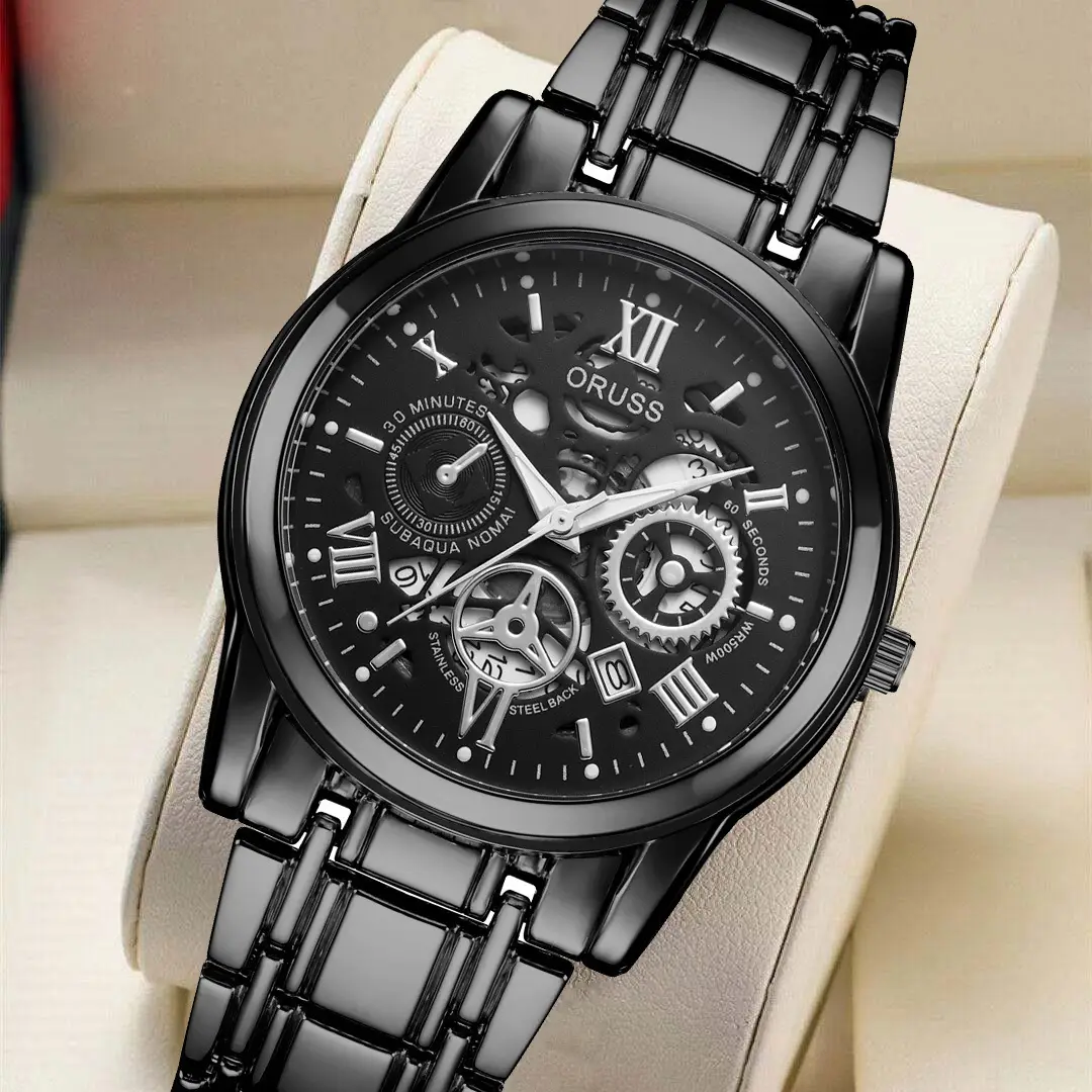 Oruss Black Mechanical Watch for Men Waterproof Automatic Quartz — feature 25