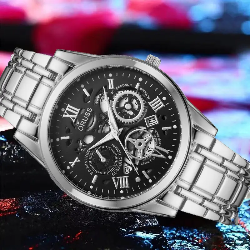 Oruss Black Mechanical Watch for Men Waterproof Automatic Quartz — feature 7
