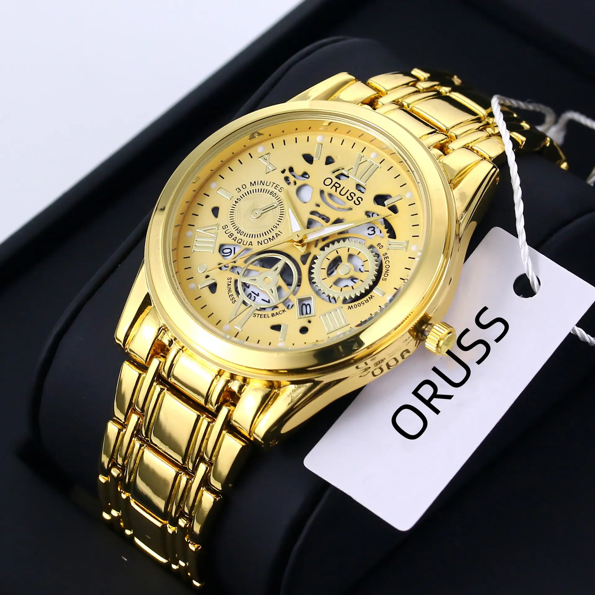 Oruss Black Mechanical Watch for Men Waterproof Automatic Quartz - Image 2