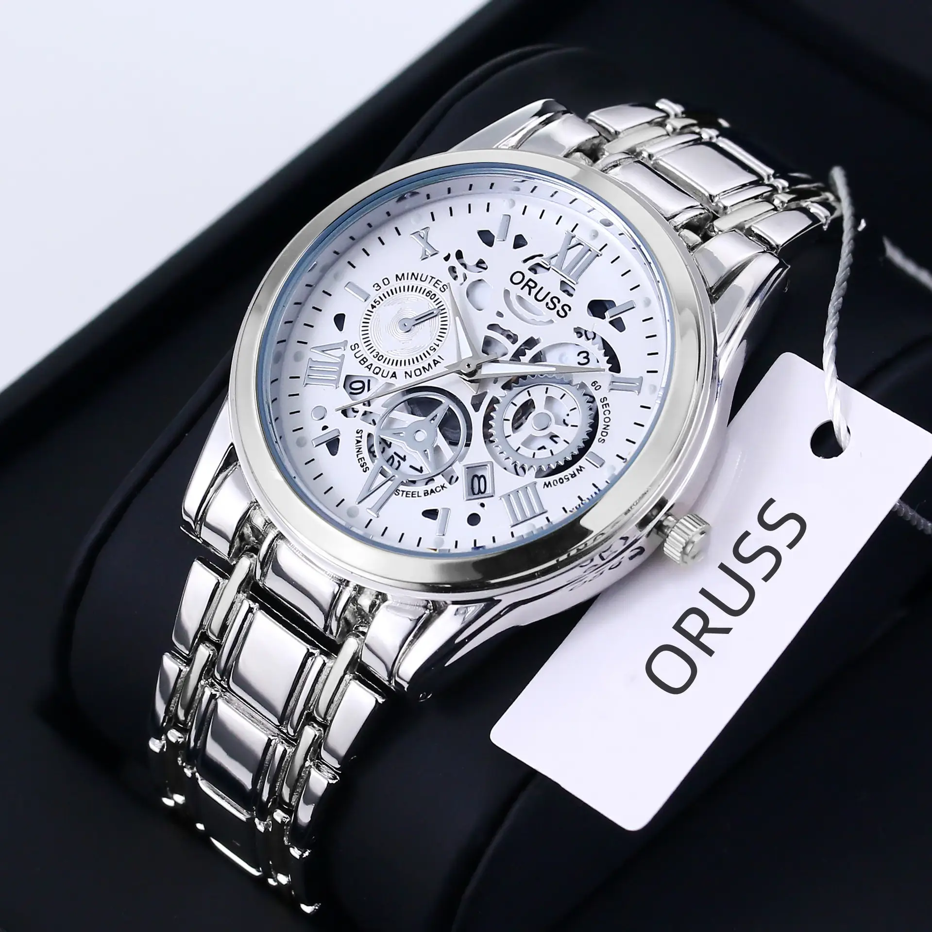 Oruss Black Mechanical Watch for Men Waterproof Automatic Quartz - Image 4