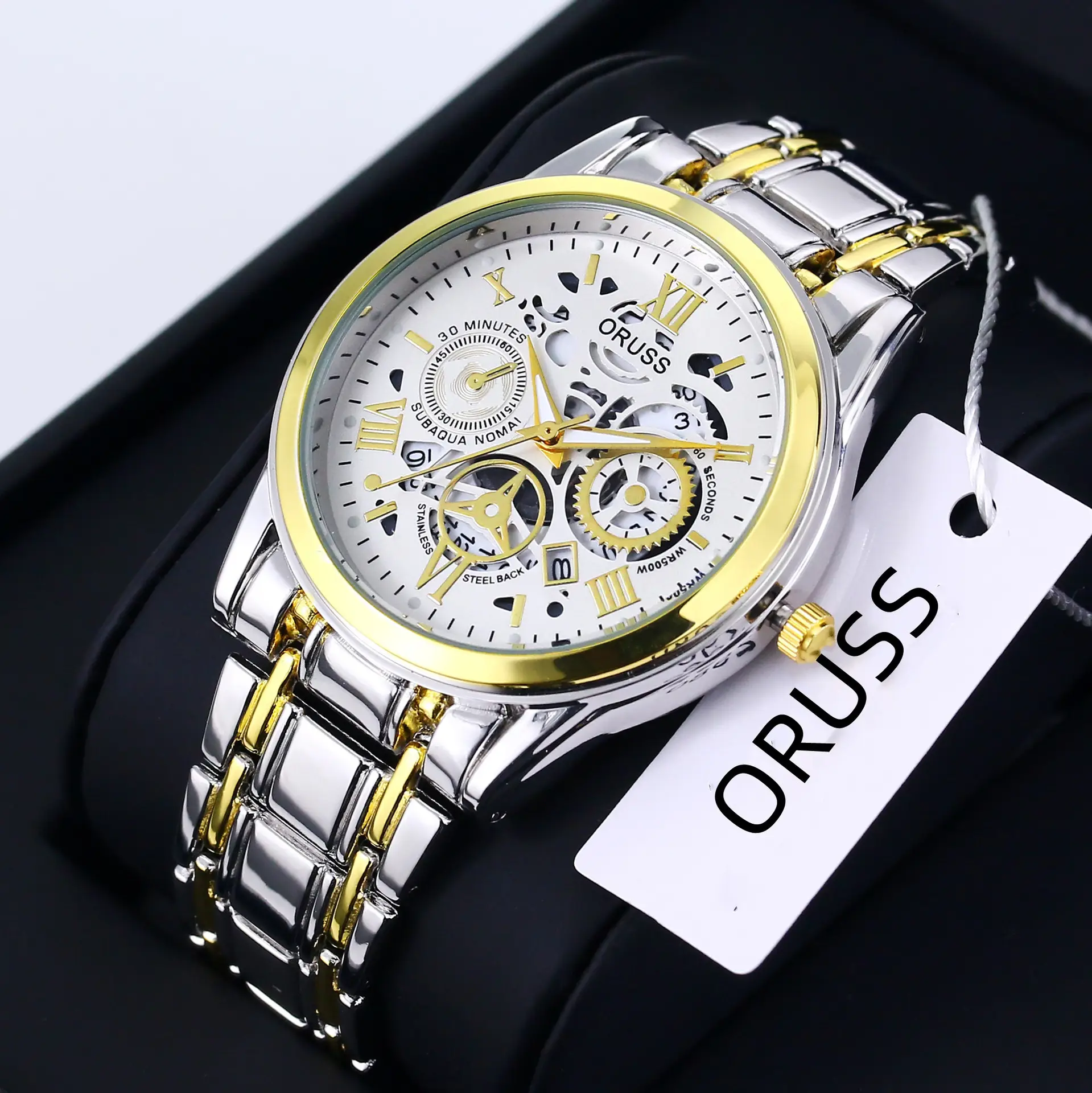 Oruss Black Mechanical Watch for Men Waterproof Automatic Quartz - Image 5