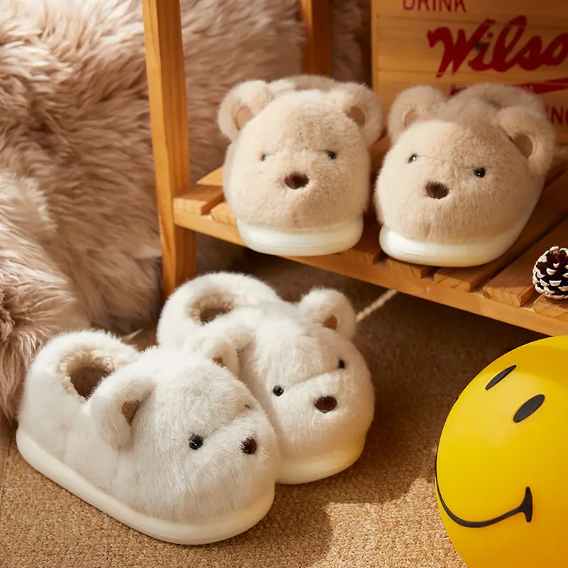 Nanbo Wan Bag with Cotton Slippers Women's Mao Mao Shoes Warm Winter Home fleece-lined Thickened Cute Bear Couple's Cotton Shoes - Image 4