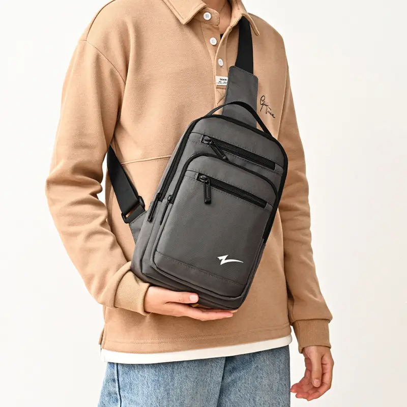 Men's Black Crossbody Backpack with Zip Pocket - Image 5