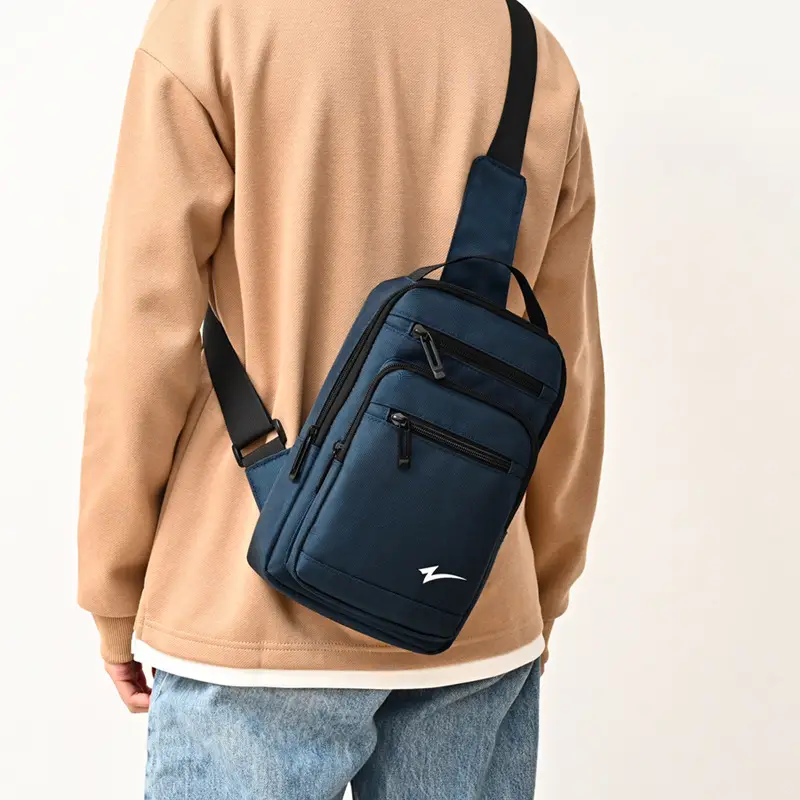 Men's Black Crossbody Backpack with Zip Pocket - Image 6
