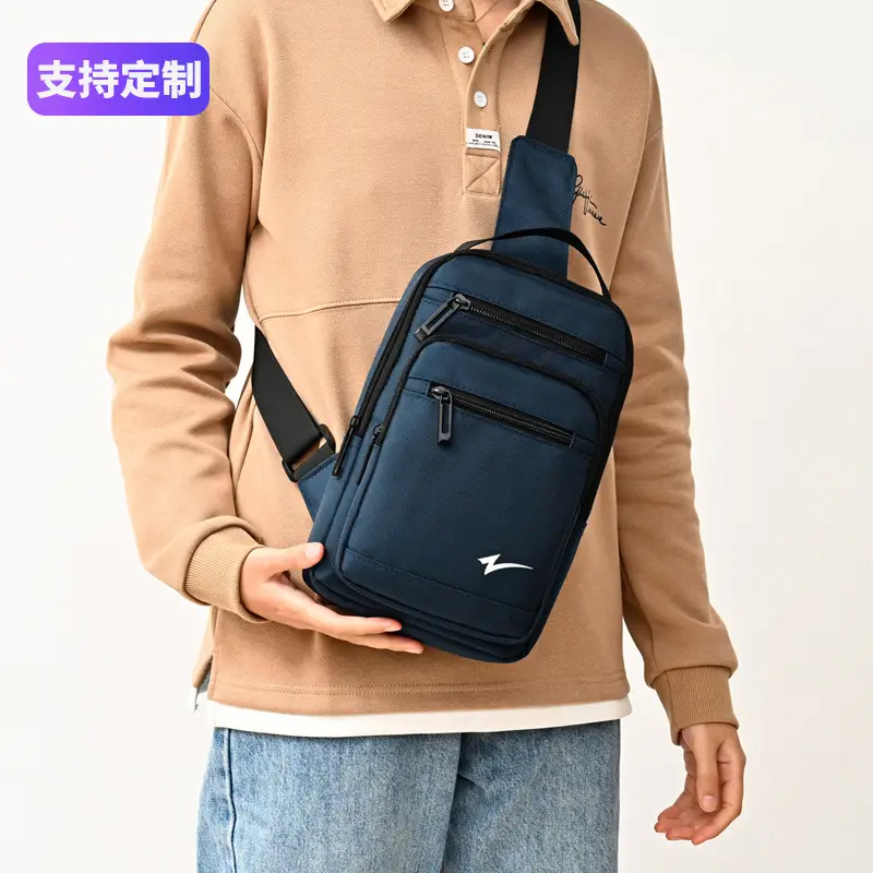 Men's Black Crossbody Backpack with Zip Pocket - Image 7