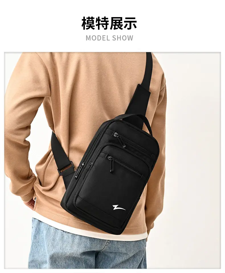 Men's Black Crossbody Backpack with Zip Pocket — feature 13