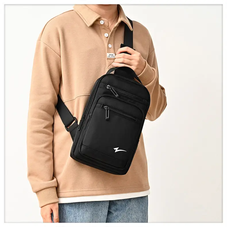 Men's Black Crossbody Backpack with Zip Pocket — feature 14