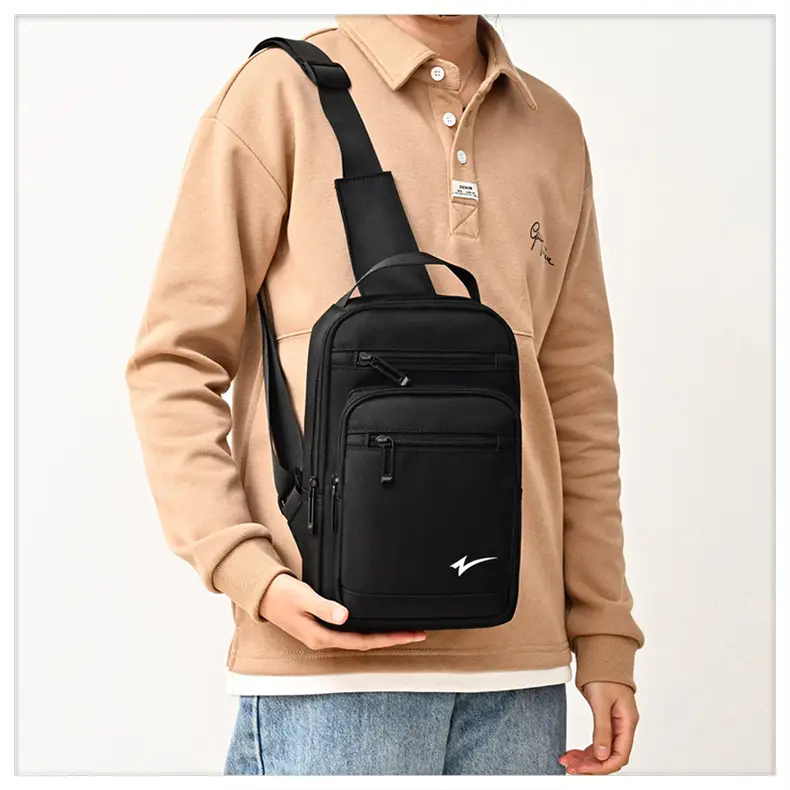 Men's Black Crossbody Backpack with Zip Pocket — feature 15
