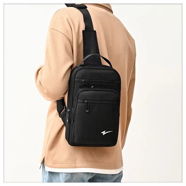 Men's Black Crossbody Backpack with Zip Pocket — feature 16
