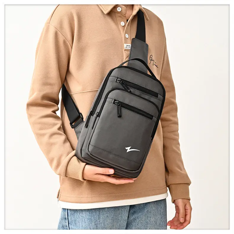 Men's Black Crossbody Backpack with Zip Pocket — feature 18