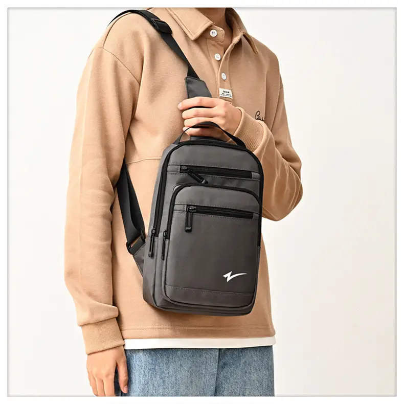 Men's Black Crossbody Backpack with Zip Pocket — feature 19
