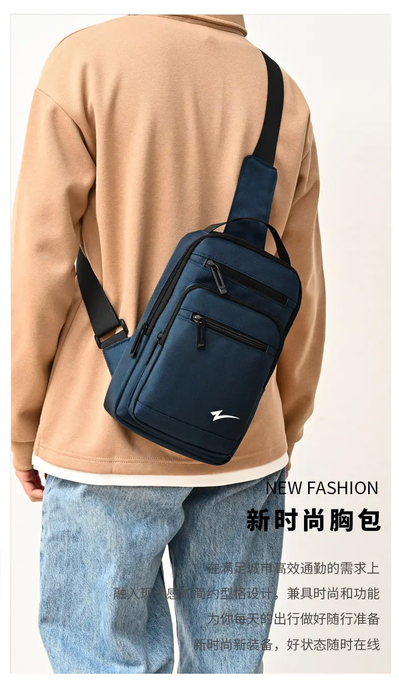 Men's Black Crossbody Backpack with Zip Pocket — feature 2