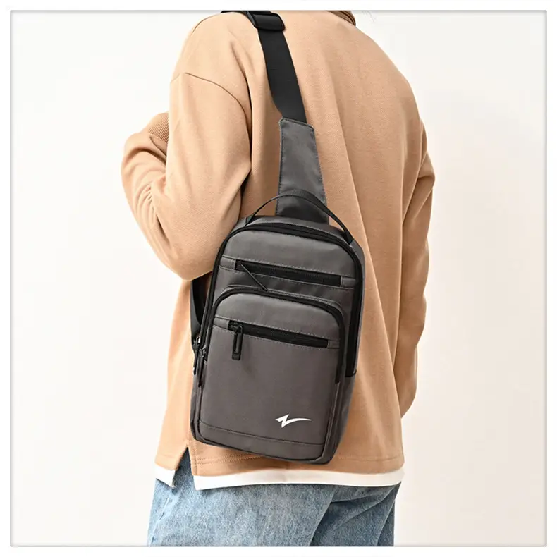 Men's Black Crossbody Backpack with Zip Pocket — feature 20