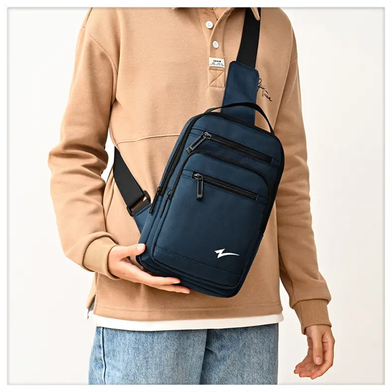 Men's Black Crossbody Backpack with Zip Pocket — feature 21
