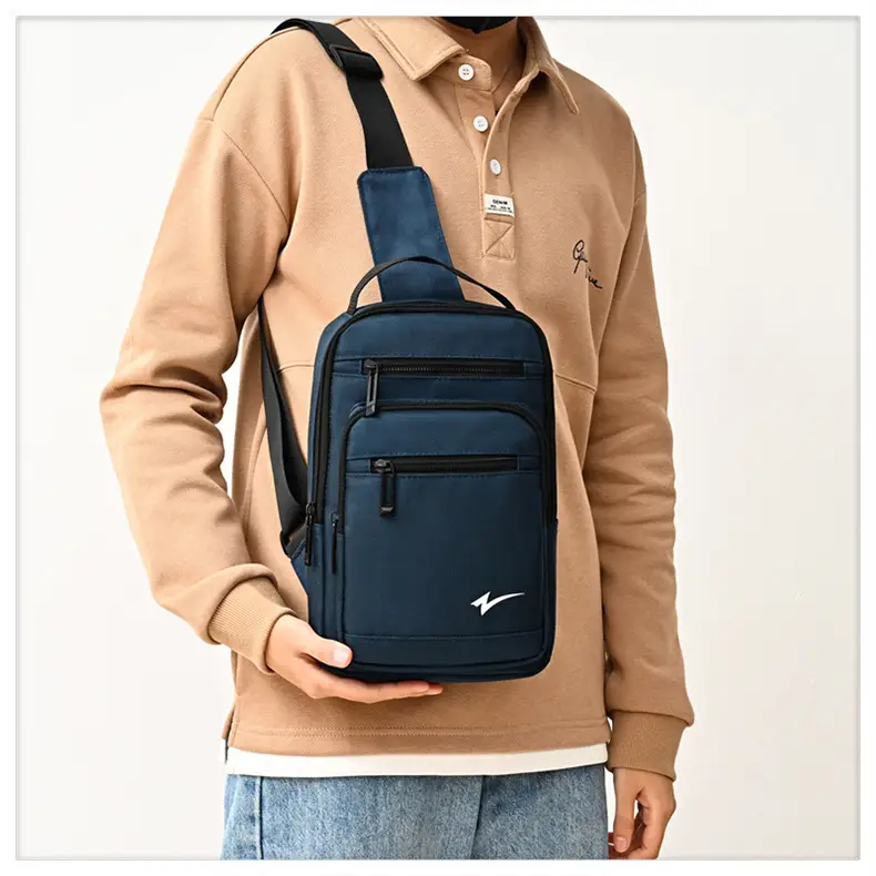 Men's Black Crossbody Backpack with Zip Pocket — feature 22