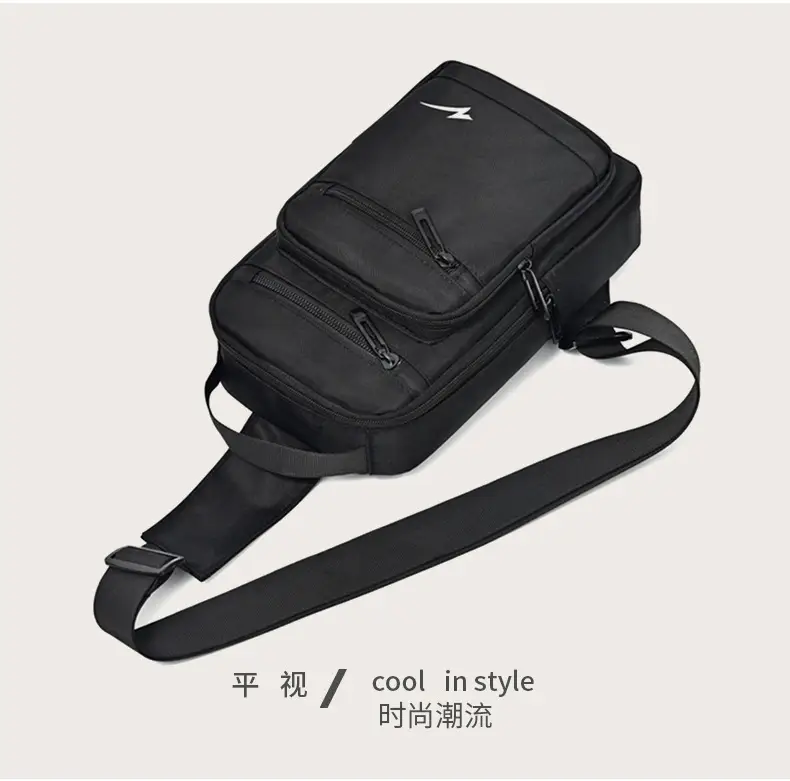 Men's Black Crossbody Backpack with Zip Pocket — feature 28