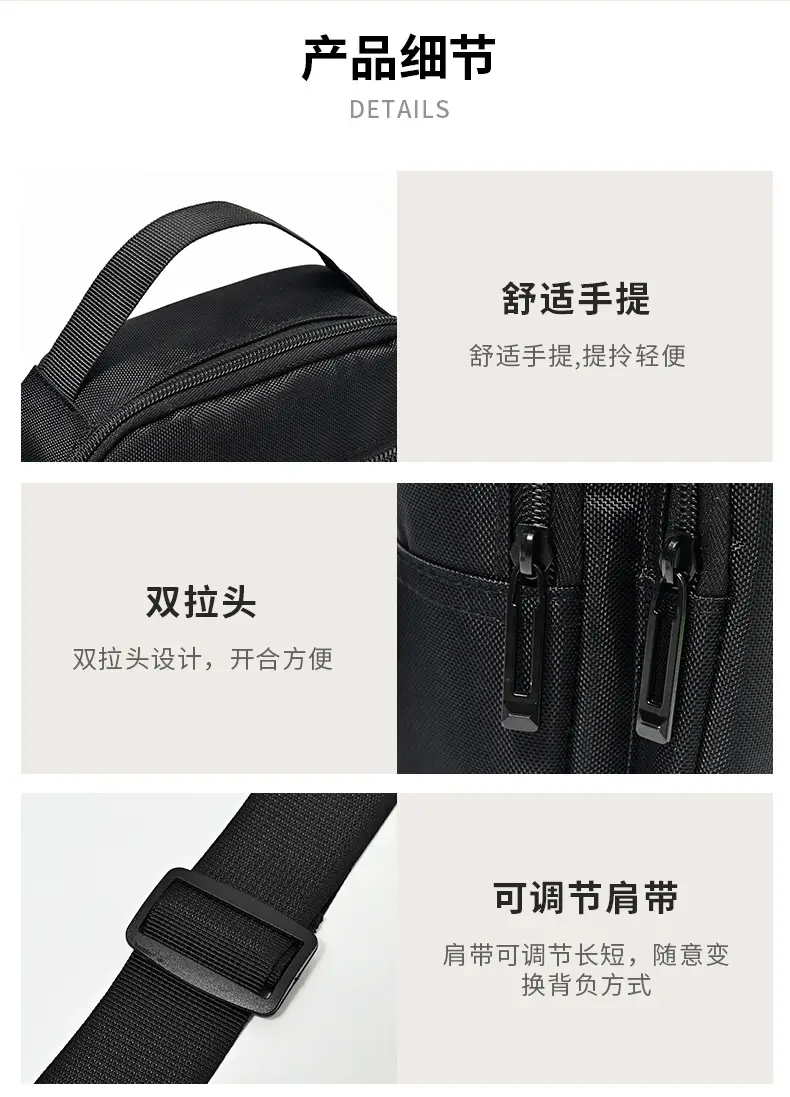 Men's Black Crossbody Backpack with Zip Pocket — feature 29