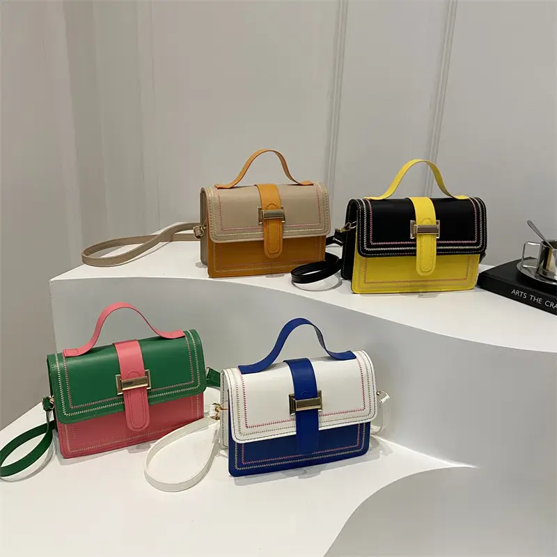 Yellow Black Contrast Shoulder Bag 2024 Fashion - Image 6