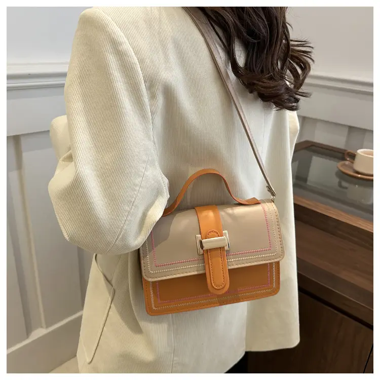 Yellow Black Contrast Shoulder Bag 2024 Fashion — feature 19