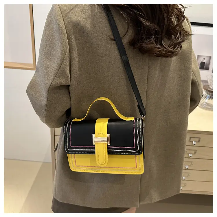 Yellow Black Contrast Shoulder Bag 2024 Fashion — feature 23