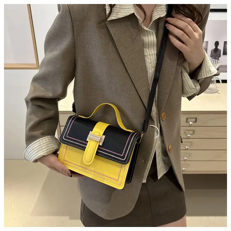 Yellow Black Contrast Shoulder Bag 2024 Fashion — feature 24