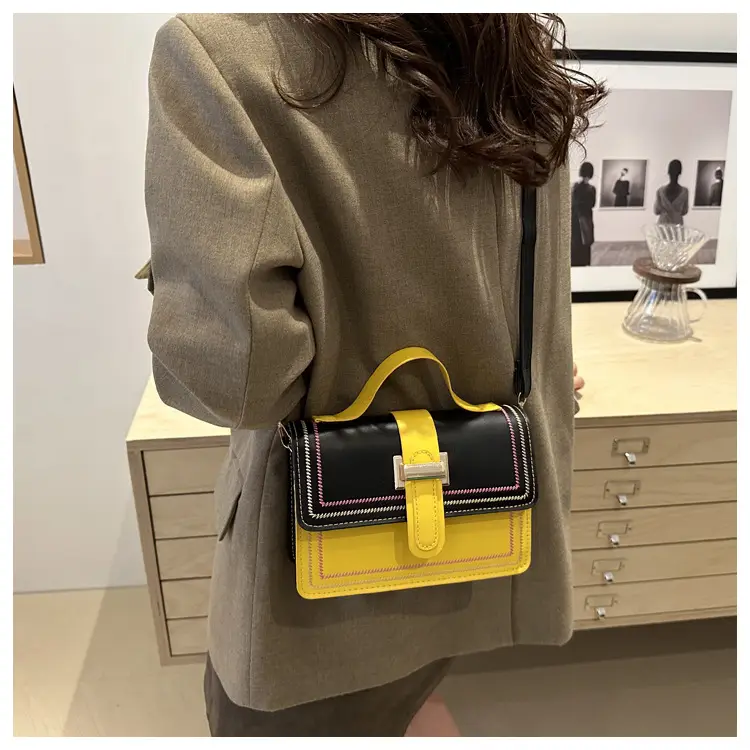 Yellow Black Contrast Shoulder Bag 2024 Fashion — feature 25