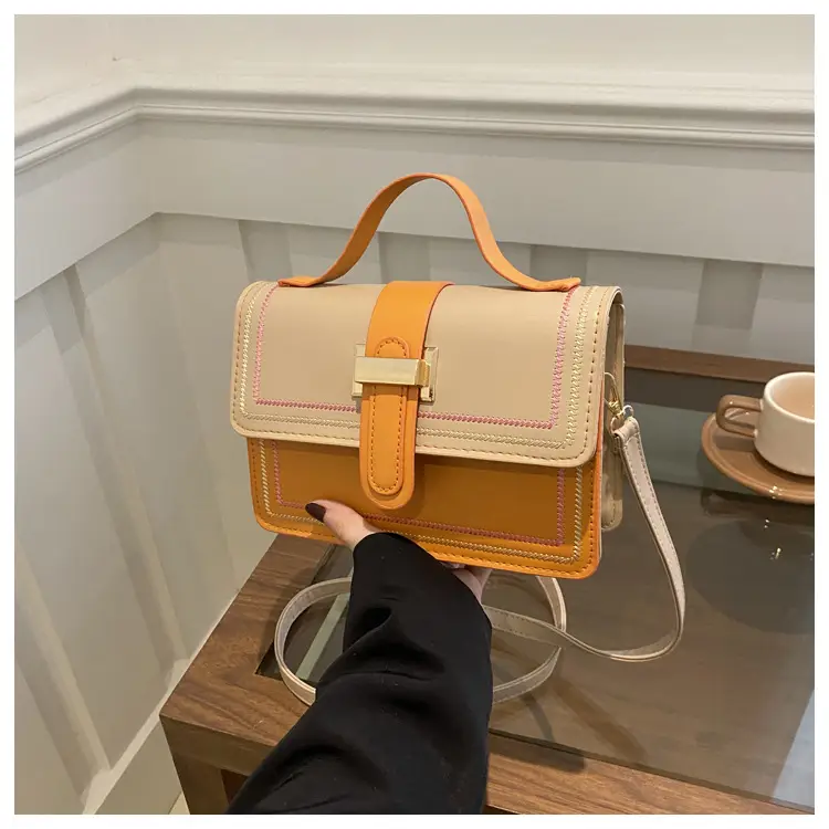 Yellow Black Contrast Shoulder Bag 2024 Fashion - Image 2