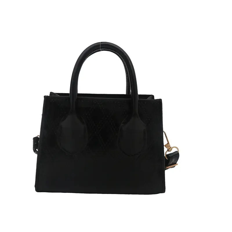 Women's Patent Leather Handbag with Diamond Plaid Design