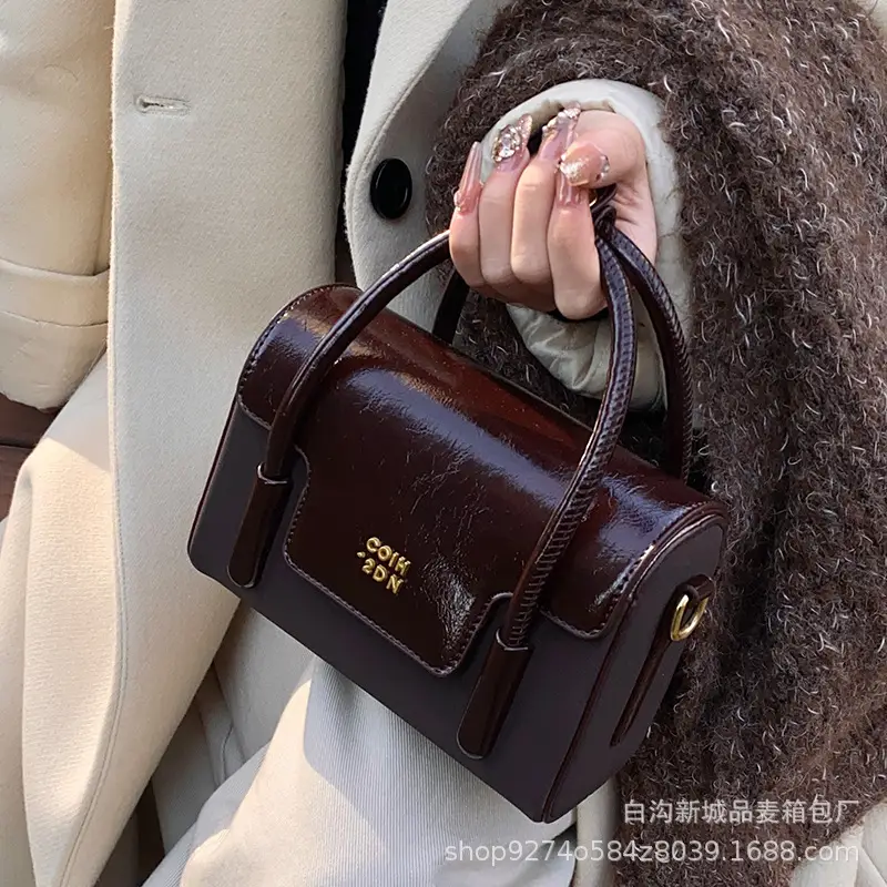 Women Crossbody Brown Leather Square Bag 2026 - Image 6